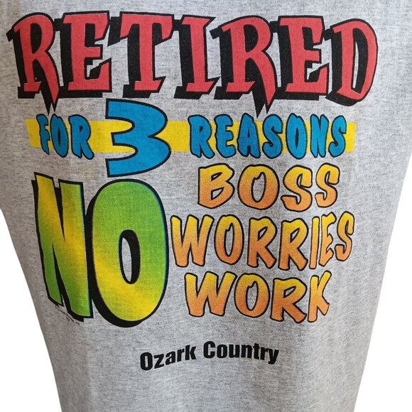 Vintage Tee XL 1980's Mens RETIRED JOKE SINGLE STITCH T-shirt WITH ATTITUDE  XL - Picture 2 of 5